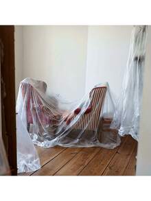 Lona plástica resistente, lámina transparente extra grande para protección de muebles y pisos, funda impermeable para sofá para pintura, remodelación y prevención de polvo en proyectos de mejora del hogar (sin modelo de posicionamiento), funda para cabecera, accesorios de jardín al aire libre, artículos necesarios