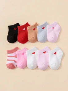 10 đôi tất thuyền cho bé gái dễ thương cho bé mới biết đi tất cổ thấp màu da - Nhiều màu - Xem 2
