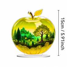 1pcs2D Flat Thickness 0.3 Cm Crystal Apple Creative Home Living Room Desktop Decoration, Colorful Acrylic Vibrant Bohemian Style, Collected Statues, Desktop Plaques, Suitable For Living Room, Bedroom, Study And Office Decoration