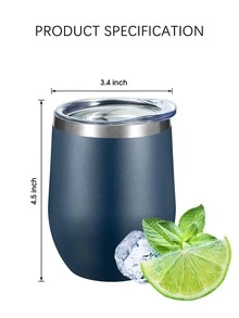 Taza de 12 onzas de gran capacidad de acero inoxidable dedicada al mate, botella de agua aislada de fondo redondeado y minimalista, taza para el hogar - Multicolor - Ver 8