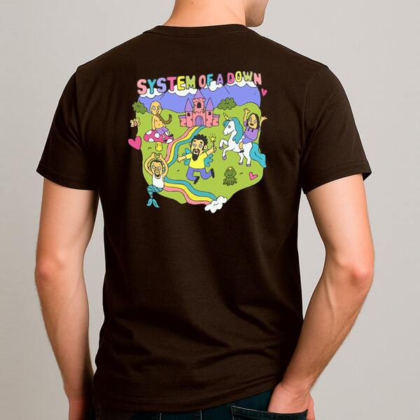 Ousy Camiseta Básica Banda de Rock Desenho Rock N Roll Unissex Gola Redonda