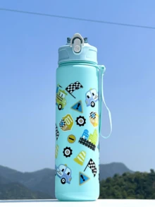 1pc 800ml Animal Dinosaur Straw Cup, Outdoor Sports Camping Water Bottle, Large Capacity Portable Cute Lady Office Water Bottle, Gradient Color Plastic Cup, Valentine's Day Gift - Multicolor - View 23