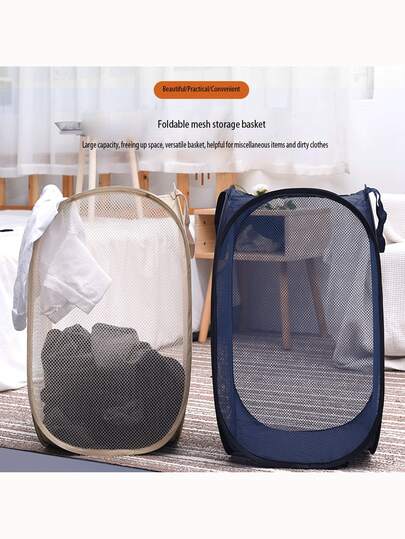 Grid-Style Laundry Basket With Foldable Dirty Clothes Organizer, Versatile Hamper For Laundry Sorting And Storage, Breathable Mesh Grid Design Keeps Clothes Fresh, Lightweight And Portable For Bedroom, Bathroom, Dorm, And Travel, Convenient Carry Handles, Collapsible When Not In Use, Fits Dirty Clothes, Gym Wear, Socks And Towels, Ideal For Organizing Laundry Sessions And Sports Gear After Workouts