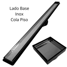Linear Seca Box Kit 5x50 + 10x10 Stainless Steel Drain 2 In 1 Invisible Hidden Black Base Bathroom