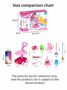 10-Piece Children's Pretend Play Toy Set, Including Bathroom Accessories, A Shopping Cart, And Miniature Household Storage Tools. Suitable For Parent-Child Interaction And Role-Playing, And Makes A Great Gift For Boys And Girls Aged 3-12. (Accessory Colors Are Random) (Packaging Image Is For Reference Only) - Multicolor - View 10