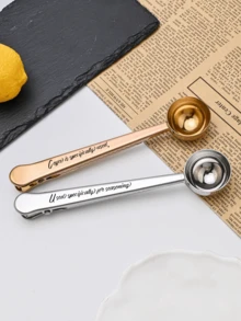 1pc Stainless Steel Coffee Measuring Spoon With Clip, Two-In-One Sealing Clip, Multi-Functional Milk Powder Spoon, Food Bag Sealing Clip