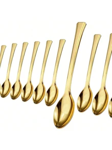 150pcs Gold Cutlery Set, 50pcs Spoons, 50pcs Forks, 50pcs Knives, Washable And Reusable, Suitable For Gatherings, Festivals, Birthdays, Parties, Kitchen And Dining, Weddings, Team Building, Outdoor Activities, Home Parties, Cakes, Salads, Etc.