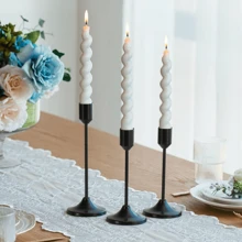 12pcs/Set European Style Romantic Candle Holders Set, Polished Metal Tabletop Candle Holders Suitable For Pillar And Cone Candles, Elegant Centerpiece Decoration For Christmas, Halloween, Easter, Thanksgiving, Home, Wedding, Party, Anniversary