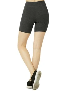 Women's Cotton Mid Thigh Biker Shorts Leggings With High Wide Waistband S-3XL High Waisted 15" Short Leggings Regular & Plus Size No See-Through Athletic Workout Running Cycling Yoga Shorts For Women Tummy Control Activewear Shapewear Womenswear - 深灰色 - 查看 3