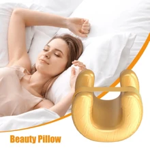 1 pièce Oreiller de visage ergonomique sans défaut - Mousse à mémoire de forme douce, coussin de sommeil sans rides pour dormir sur le dos, multi-usage, oreiller de sommeil de beauté toutes saisons avec housse tissée lavable à sec