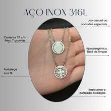 Scapular Medal Saint Benedict In Stainless Steel Men's Chain Necklace 70cm Gold Plated - Antique Silver - View 3