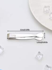 1pc Custom Text 304 Stainless Steel Tongs, Ice Tongs, Sugar Cube Tongs, Ice Cubes, Ice Bucket Tongs, Food Snacks, Small Tongs, Thickened Multi-Purpose Tongs