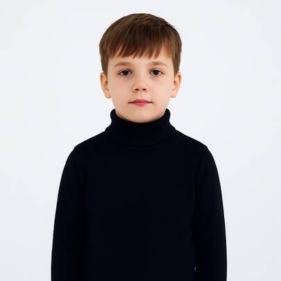 Blusa de lã infantil menino gola alta lisa frio/inverno suéter lançamento novidade do 2 ao 8