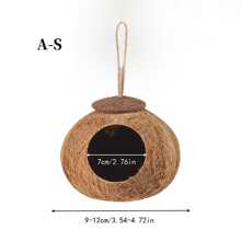 1pc 4-6 Inch Coconut Shell Bird Nest, Tiger Striped Parrot Warm Breeding Shelter, Hanging With Rope, Suitable For Small Birds, Hamsters, Reptiles, Amphibious Pets, Durable Habitat