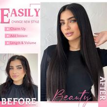 8Pieces/Set Clip In Hair Extensions Long Straight 26inch/66cm Thick Synthetic Hair Piece Silk Fiber Double Weft Heat Resistant Natural 8Pcs Hairpieces Highlight Mix Pure Colors For Women Daily Party Festival Halloween Christmas - Dark Brown & Ash Blonde - 查看 8