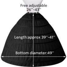 Local Delivery- Women 6 Hoop Petticoat White A-Line Floor-Length Crinoline Underskirt For Bridal Wedding Dress Ball Gown - 黑色 - 查看 2