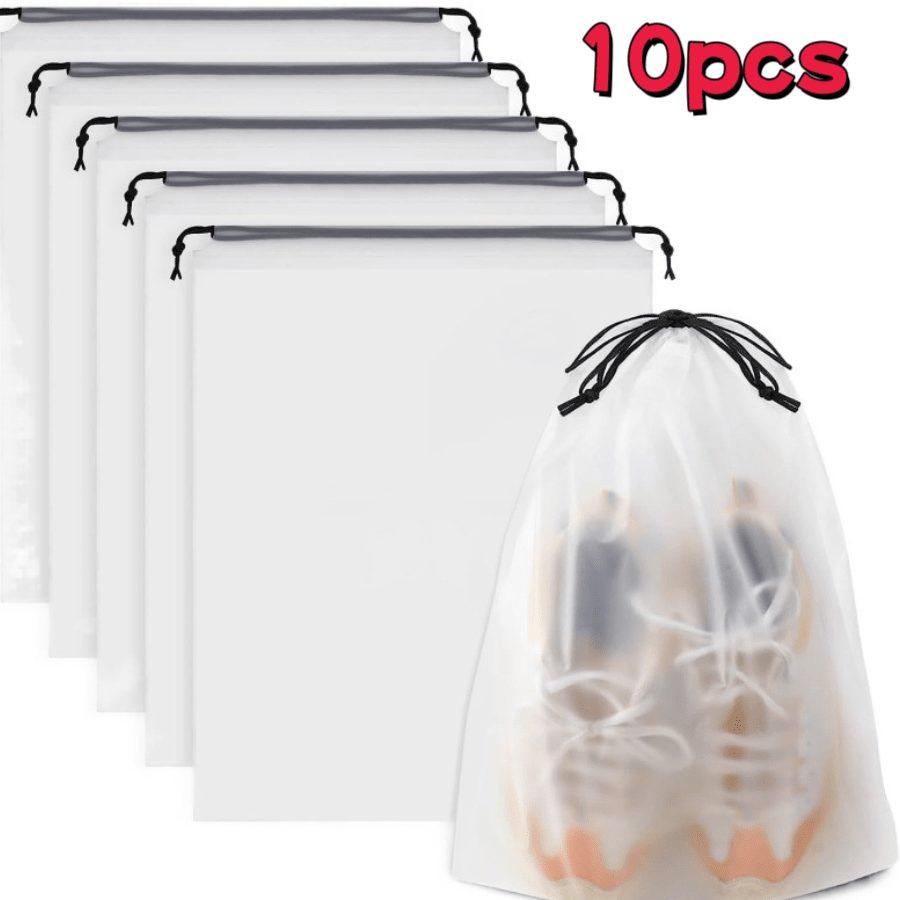 10 peças de bolsas organizadoras de sapatos de viagem, grandes, transparentes, com cordão, à prova d'água e poeira, portáteis, unissex, caixas organizadoras de sapatos e acessórios