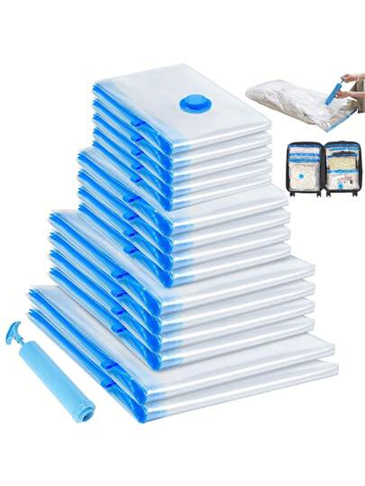 Vacuum Storage Bags,Vacuum Seal Bag With Hand Pump, 80% Space Saver Bags For Clothes,Comforters And Blankets, Home Vacation Travel Essentials