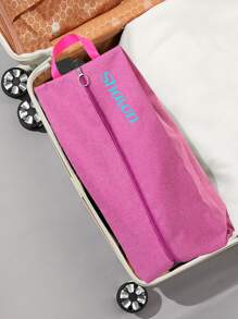 1 pièce/5 pièces Sac à chaussures de voyage à fermeture éclair en tissu Oxford imperméable avec broderie, organisateur de bagage portable anti-poussière et imperméable, pochette de rangement pour chaussures de voyage à domicile