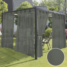 Outdoor Curtains - Waterproof UV Blocking Privacy Drapes For Pergola Deck Balcony, All-Weather Blackout Curtain - Grey - View 2