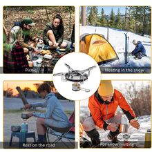 Portable Mini Camping Gas Stoves, Camping Picnic Cooker Burner With Storage Bag - Silver - View 11