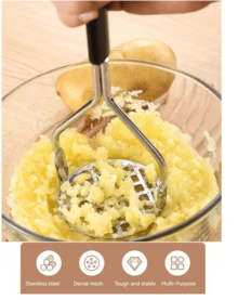 Stainless Steel Multi-Function Press - Can Crush Potatoes, Vegetables, Garlic And Extract Juice | Efficient Manual Kitchen Tool