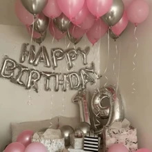 Balões de Aniversário Feliz de 16 polegadas, Faixa de Balões de Aniversário Feliz Prata para Decoração de Festa, Balões de Faixa de Aniversário Auto Inflável com Confete de Balões para Decorações de Aniversário Feliz (Excluindo os Balões)