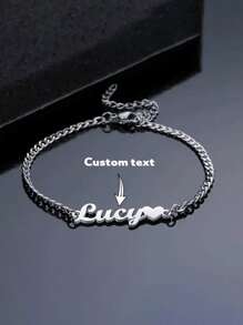 1 Piece Custom Name Bracelet Girl Custom Name Bracelet, Valentine's Day Gift, Ideal Gift For Him Anniversary, Birthday Gift (Customization In English Only), Very Suitable For Couples, Family, Birthdays, Anniversaries, Mother's Day And Other Special Occasions