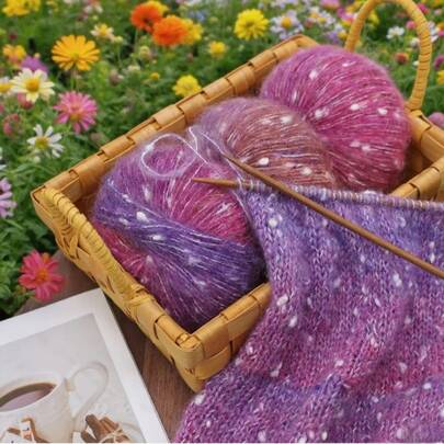 50g 3 Pieces Set Of Gradient Snowflake Dots Silk Mohair Colored Dots Soft Glutinous Yarn Ball Used For Crocheting Clothes Scarves Sweaters