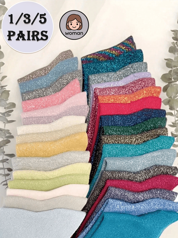 1/3/5 paires de chaussettes courtes scintillantes pour femmes, chaussettes courtes à la mode et confortables, convenant pour les fêtes, les rassemblements et le port quotidien