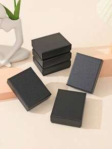 12pcs/Set Simple & High-Grade Jewelry Packaging Box For Earrings, Rings, Necklaces, Pendants, Suitable For Holiday Gifts Packaging - Black - View 1