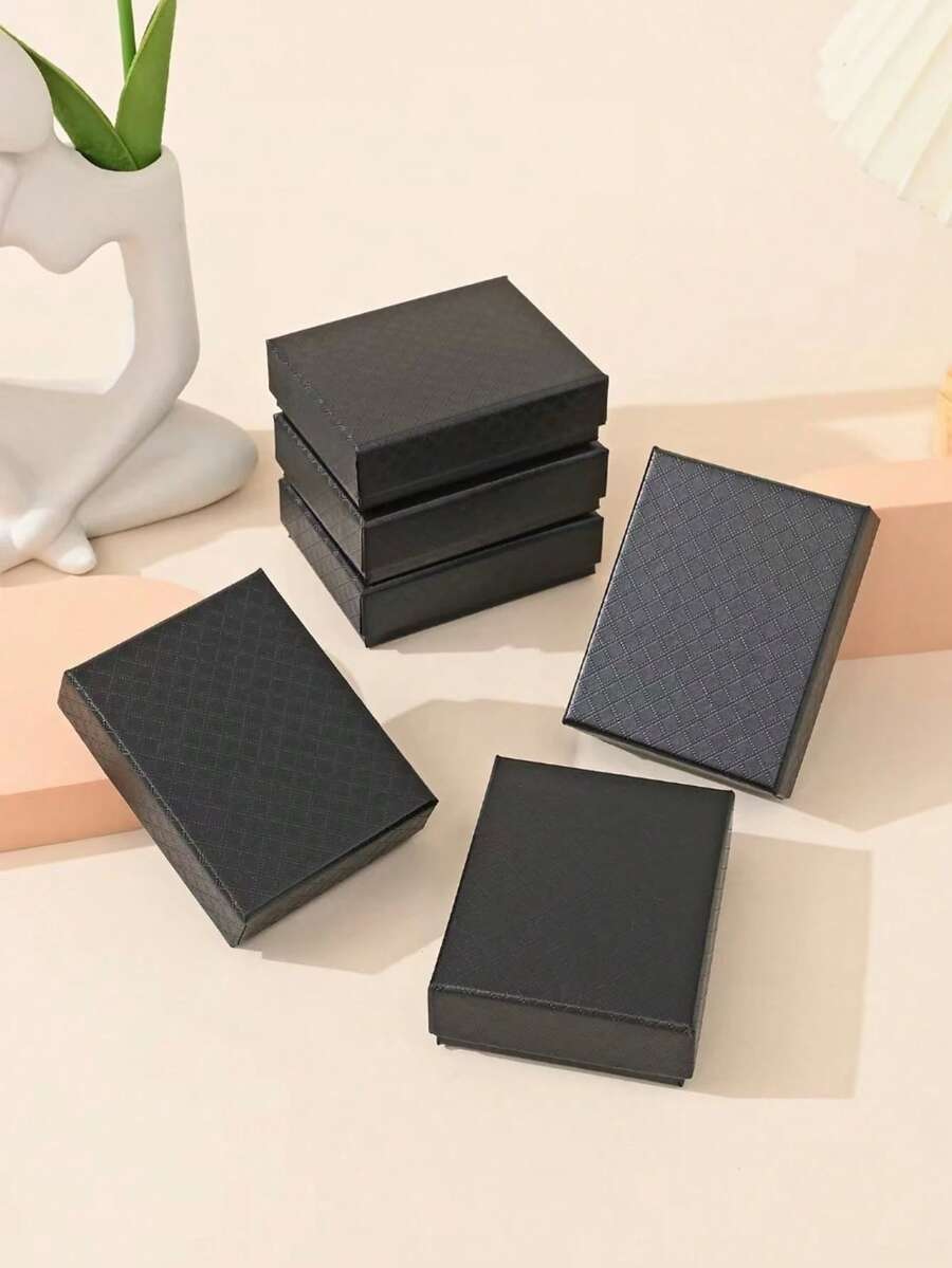 12pcs/Set Simple & High-Grade Jewelry Packaging Box For Earrings, Rings, Necklaces, Pendants, Suitable For Holiday Gifts Packaging - Black - View 1