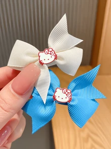Sanrio Sanrio, 2pcs/4pcs, Hello Kitty Cartoon Bow Hair Clips. Available In Various Colors, They Are Beautiful And Lovely, Making The Best Gifts For Parties, Game-Themed Events, Birthday Parties, As Well As For Best Friends And Daughters. ,Hair Accessory, Claw Clips, Hair Slide, Hair Claws