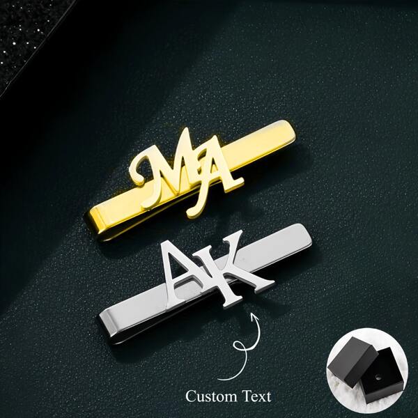 1pc Stainless Steel Tie Clip, Personalized Initial Tie Clip, Unique Men's Accessories, Perfect For Husband Wedding And Best For Man Gifts, Best Graduation Gifts, Father's Day Gifts