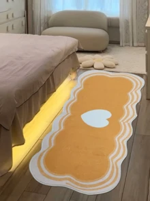1 块波浪形地毯、不对称心形图案地毯、温暖毛绒门垫、卧室床边地毯、客厅地毯、家居装饰、可洗地毯 - 彩色 - 查看 5