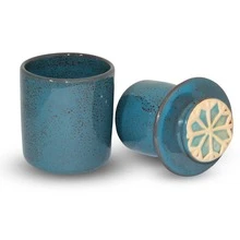 French Ceramic Butter Dish Kitchen Tableware Decoration Cafes - Màu xanh bụi bặm - Xem 2