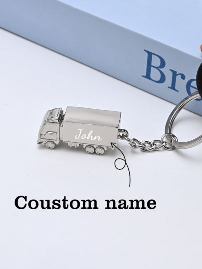 1 pieza Llavero creativo de camión, llavero de metal de dibujos animados, llavero de camión, llavero colgante de camión grande, grabado, el mejor regalo para la familia, el hijo, los amigos y un regalo de cumpleaños para el hijo, accesorios de vestir, otoño elegante, novio, novia, familia, amigos