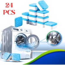 Kit 24 Limpador De Maquina Lavar Roupa Pastilha Tablete Comprimido Efervescentes Multifuncional Higieniza Limpa Tambor