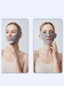 1pc Women's Face Beauty Lifting Belt - Tightening Facial Wrinkle Reducing Sagging Invisible Elastic Face Mask, Essential For Home Skincare, Adjustable Breathable Face Mask - Reusable Facial Tool Suitable For Women And Men - Chin Lifting, For Sleeping, Exercise And Yoga, Lightweight, Breathable And Wrinkle-Free, Y2K Goth Style Essential For Travel - Grey - View 3
