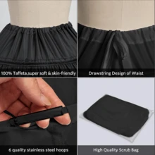 Local Delivery- Women 6 Hoop Petticoat White A-Line Floor-Length Crinoline Underskirt For Bridal Wedding Dress Ball Gown - 黑色 - 查看 5