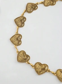 1 pieza Cadena de cintura con patrón floral de corazón de metal, adecuada para combinarse con vestidos
