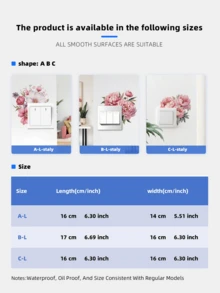 1 件浪漫粉红玫瑰开关贴花 - 防水 PVC 贴纸，适用于客厅和走廊，别致的家居装饰礼物，适合情侣、家人和朋友墙壁艺术卧室装饰贴纸家居装饰客厅墙纸墙贴派对装饰客厅装饰卧室办公室装饰家居装饰物品个性化贴纸 - 彩色 - 查看 10