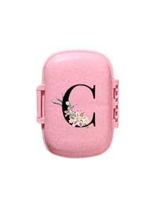 便携式 8 格密封药盒，防尘防潮，一周 7 天使用，黑色雏菊向日葵字母艺术字母设计，药丸、胶囊和维生素收纳盒，首字母旅行药丸收纳盒，8 格便携式 A-Z 字母药盒，每日维生素药盒，口袋钱包药品收纳盒小药丸容器，字母 ID 吊饰收纳盒 - 彩色 - 查看 35