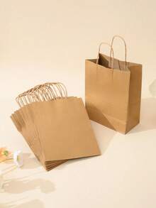 1/6/12个牛皮纸袋，圣诞礼品袋，带手柄的礼品包装袋，适用于牛皮纸礼品袋、节日、新年、婚礼、生日糖果袋、派对礼品袋