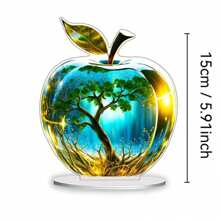 1pcs2D Flat Thickness 0.3 Cm Crystal Apple Creative Home Living Room Desktop Decoration, Colorful Acrylic Vibrant Bohemian Style, Collected Statues, Desktop Plaques, Suitable For Living Room, Bedroom, Study And Office Decoration