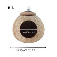 1pc 4-6 Inch Coconut Shell Bird Nest, Tiger Striped Parrot Warm Breeding Shelter, Hanging With Rope, Suitable For Small Birds, Hamsters, Reptiles, Amphibious Pets, Durable Habitat