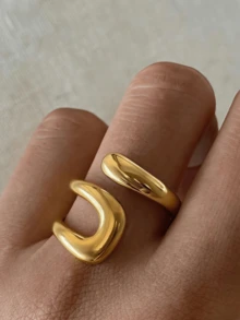 1 件 18K 镀金不锈钢可调节双色戒指，适合日常穿着、波西米亚风格、礼物、夏季海滩度假、情人节