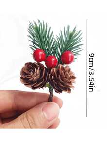 10 件迷你松果圣诞 DIY 配件礼盒装饰，逼真人造花圣诞家居桌面装饰