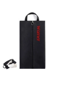 1 pièce/5 pièces Sac à chaussures de voyage à fermeture éclair en tissu Oxford imperméable avec broderie, organisateur de bagage portable anti-poussière et imperméable, pochette de rangement pour chaussures de voyage à domicile