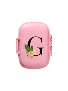 便携式 8 格密封药盒，防尘防潮，一周 7 天使用，黑色雏菊向日葵字母艺术字母设计，药丸、胶囊和维生素收纳盒，首字母旅行药丸收纳盒，8 格便携式 A-Z 字母药盒，每日维生素药盒，口袋钱包药品收纳盒小药丸容器，字母 ID 吊饰收纳盒 - 彩色 - 查看 33